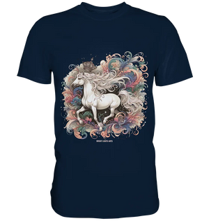 Märchenhaftes weißes Pferd mit Krone - Premium Shirt Bright Lights Arts