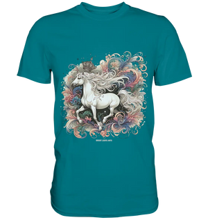 Märchenhaftes weißes Pferd mit Krone - Premium Shirt Bright Lights Arts