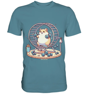 Meerschweinchen im Fitness-Laufrad - Premium Shirt Bright Lights Arts