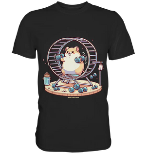 Meerschweinchen im Fitness-Laufrad - Premium Shirt Bright Lights Arts