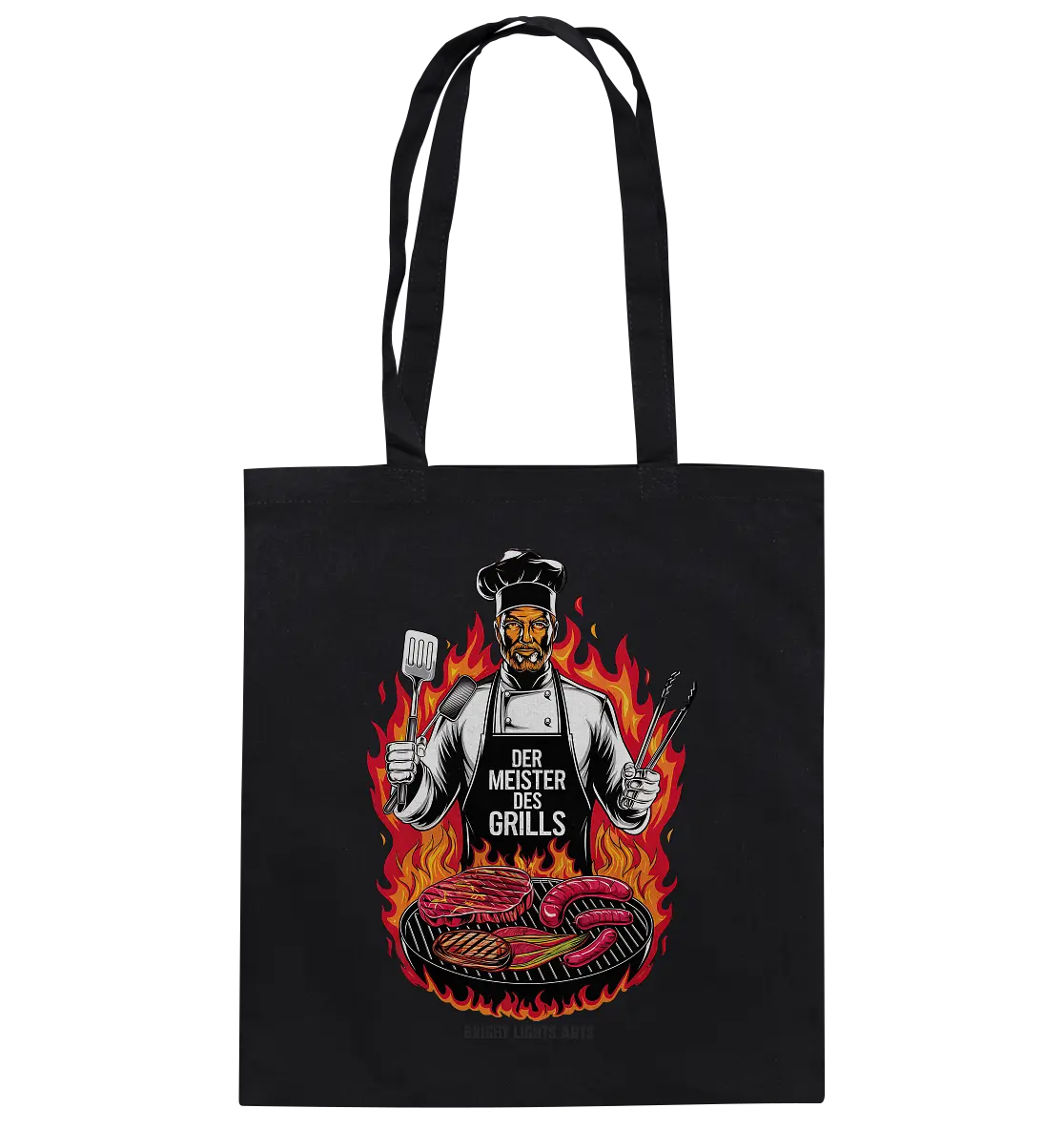Meister des Grills – Koch im Flammenmeer - Baumwolltasche Bright Lights Arts