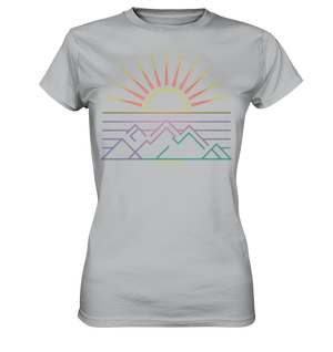 Minimalistisches Bergpanorama bei Sonnenaufgang - Ladies Premium Shirt Bright Lights Arts