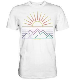 Minimalistisches Bergpanorama bei Sonnenaufgang - Premium Shirt Bright Lights Arts