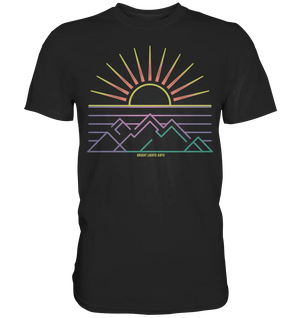 Minimalistisches Bergpanorama bei Sonnenaufgang - Premium Shirt Bright Lights Arts
