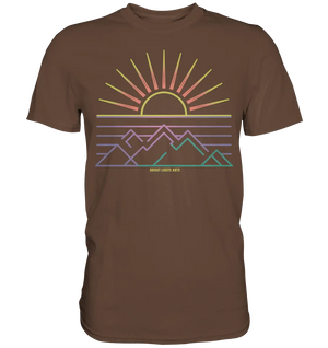Minimalistisches Bergpanorama bei Sonnenaufgang - Premium Shirt Bright Lights Arts