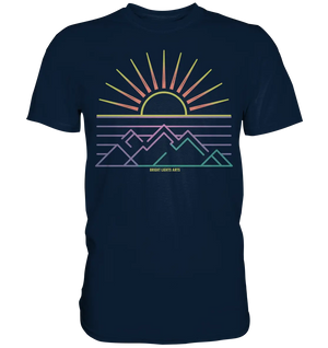 Minimalistisches Bergpanorama bei Sonnenaufgang - Premium Shirt Bright Lights Arts