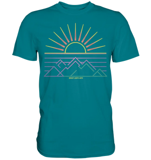 Minimalistisches Bergpanorama bei Sonnenaufgang - Premium Shirt Bright Lights Arts
