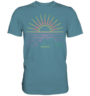 Minimalistisches Bergpanorama bei Sonnenaufgang - Premium Shirt Bright Lights Arts