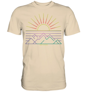 Minimalistisches Bergpanorama bei Sonnenaufgang - Premium Shirt Bright Lights Arts