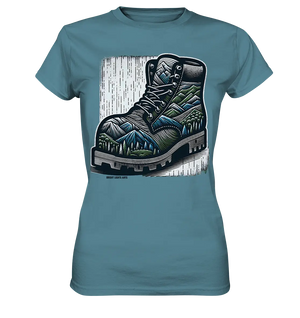 Mountain Steps Boot – Abenteuerliches Wanderschuh-Design voller Naturinspiration - Ladies Premium Shirt Bright Lights Arts