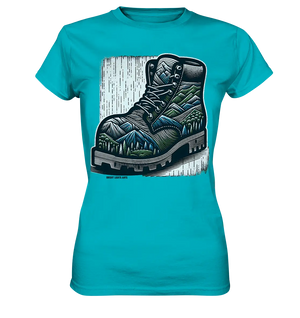 Mountain Steps Boot – Abenteuerliches Wanderschuh-Design voller Naturinspiration - Ladies Premium Shirt Bright Lights Arts