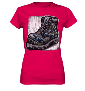 Mountain Steps Boot – Abenteuerliches Wanderschuh-Design voller Naturinspiration - Ladies Premium Shirt Bright Lights Arts
