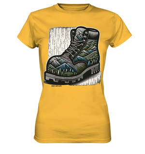 Mountain Steps Boot – Abenteuerliches Wanderschuh-Design voller Naturinspiration - Ladies Premium Shirt Bright Lights Arts