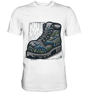 Mountain Steps Boot – Abenteuerliches Wanderschuh-Design voller Naturinspiration - Premium Shirt Bright Lights Arts
