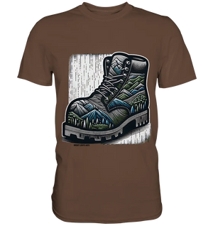 Mountain Steps Boot – Abenteuerliches Wanderschuh-Design voller Naturinspiration - Premium Shirt Bright Lights Arts
