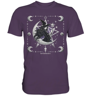 Mystische Hexe im Halbmond Magische Sternennacht - Premium Shirt Bright Lights Arts
