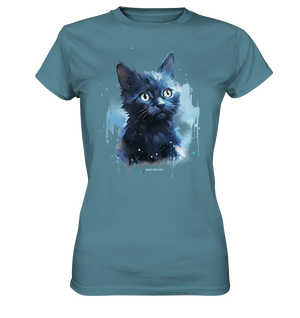 Mystische Katzenmagie – Faszinierendes Blau-Schwarz Design - Ladies Premium Shirt Bright Lights Arts