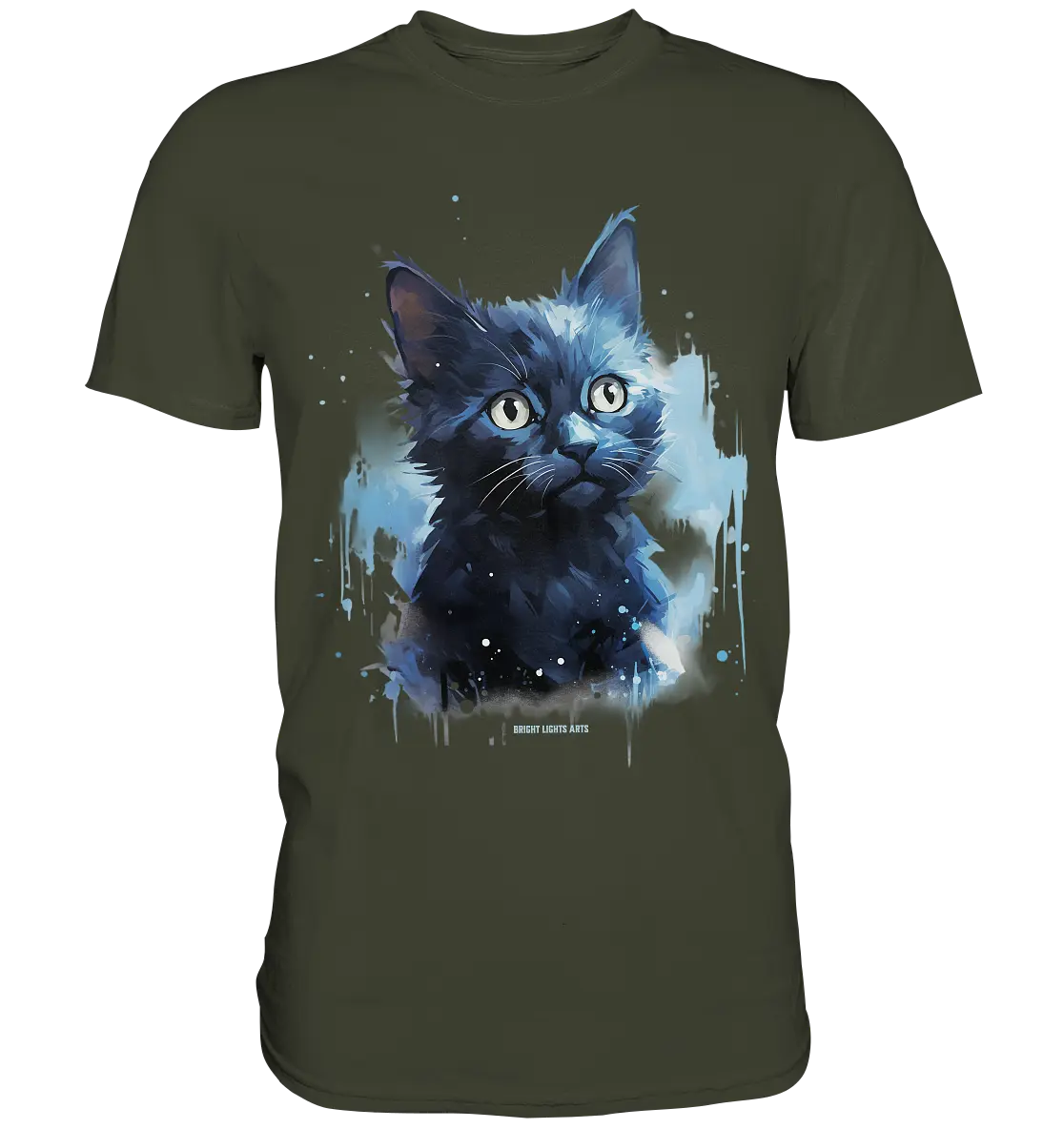 Mystische Katzenmagie – Faszinierendes Blau-Schwarz Design - Premium Shirt Bright Lights Arts