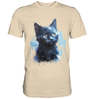 Mystische Katzenmagie – Faszinierendes Blau-Schwarz Design - Premium Shirt Bright Lights Arts