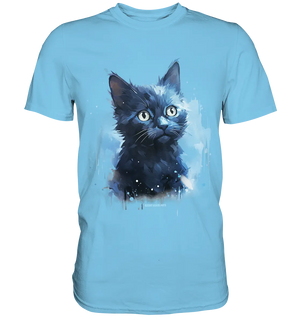 Mystische Katzenmagie – Faszinierendes Blau-Schwarz Design - Premium Shirt Bright Lights Arts