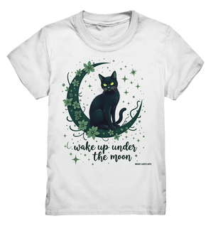 Mystische schwarze Katze auf Mondsichel I wake up under the moon - Kids Premium Shirt Bright Lights Arts