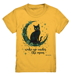 Mystische schwarze Katze auf Mondsichel I wake up under the moon - Kids Premium Shirt Bright Lights Arts