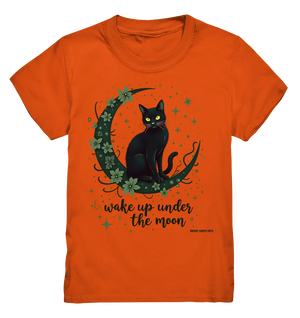 Mystische schwarze Katze auf Mondsichel I wake up under the moon - Kids Premium Shirt Bright Lights Arts
