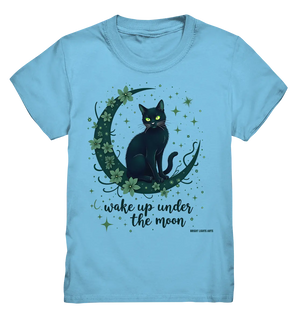 Mystische schwarze Katze auf Mondsichel I wake up under the moon - Kids Premium Shirt Bright Lights Arts