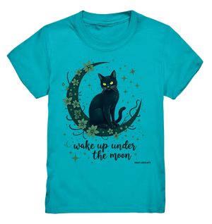 Mystische schwarze Katze auf Mondsichel I wake up under the moon - Kids Premium Shirt Bright Lights Arts