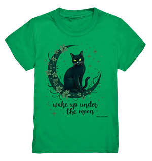 Mystische schwarze Katze auf Mondsichel I wake up under the moon - Kids Premium Shirt Bright Lights Arts