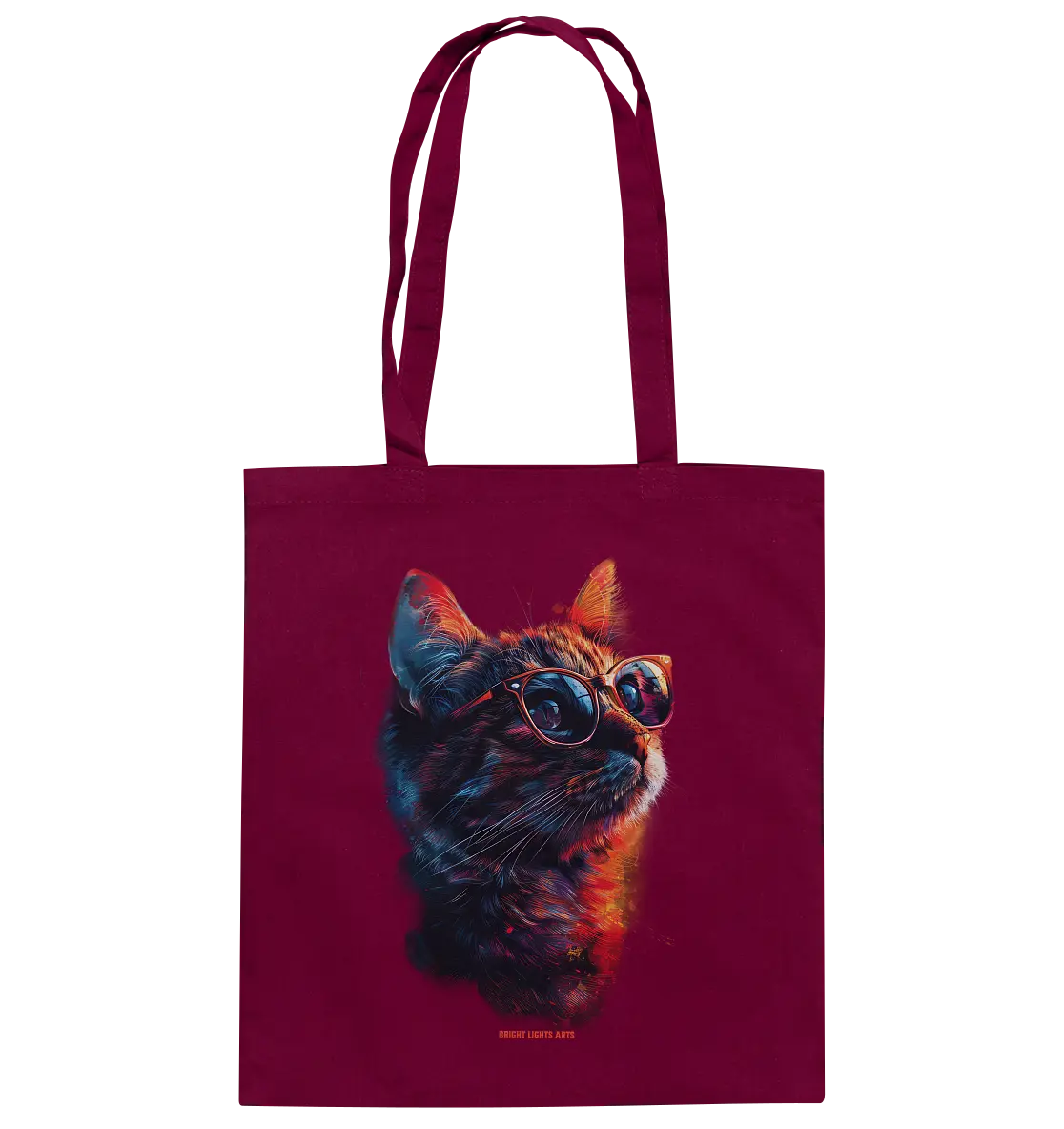 Neon-Katzenkönig – Leuchtende Farbenpracht - Baumwolltasche Bright Lights Arts