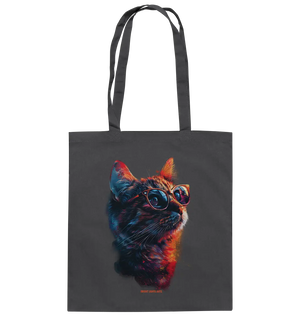 Neon-Katzenkönig – Leuchtende Farbenpracht - Baumwolltasche Bright Lights Arts