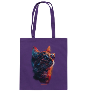 Neon-Katzenkönig – Leuchtende Farbenpracht - Baumwolltasche Bright Lights Arts