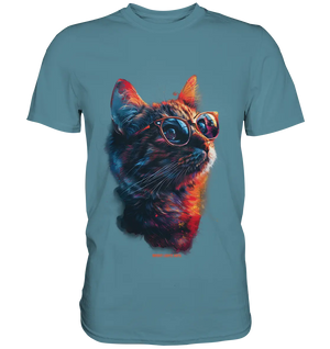 Neon-Katzenkönig – Leuchtende Farbenpracht - Premium Shirt Bright Lights Arts