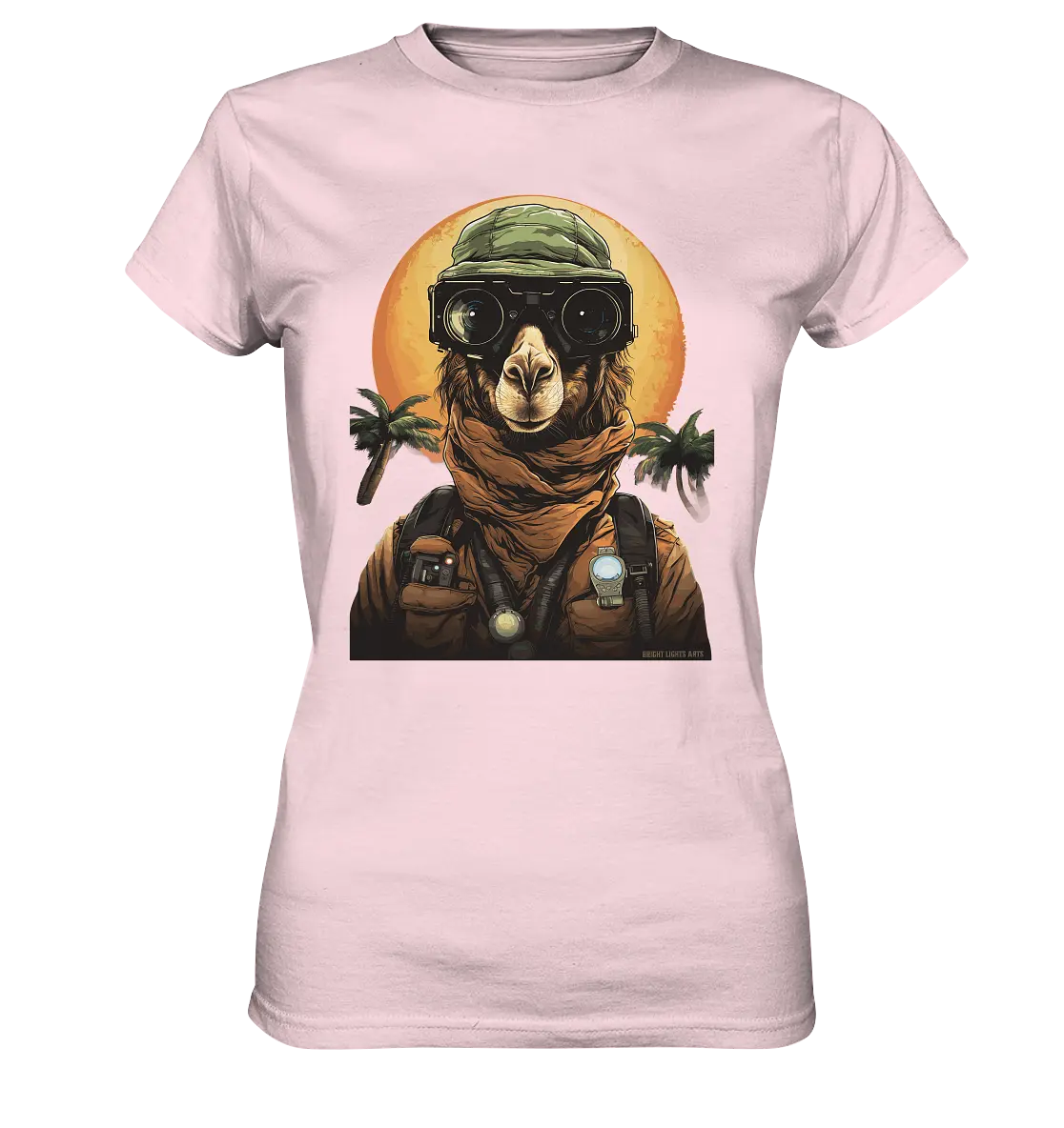 Night Ops Camel – Abenteuerliches und humorvolles Wüstendesign - Ladies Premium Shirt Bright Lights Arts