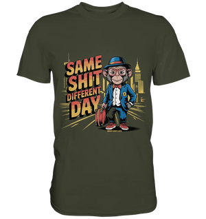 SAME SHIT DIFFERENT DAY – Humorvolles Design mit Affen im Anzug - Premium Shirt Bright Lights Arts