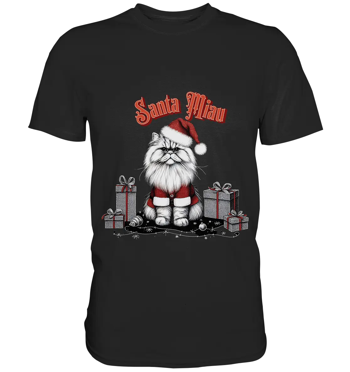 Santa Miau - Weihnachtskatze im Kostüm - Premium Shirt Bright Lights Arts