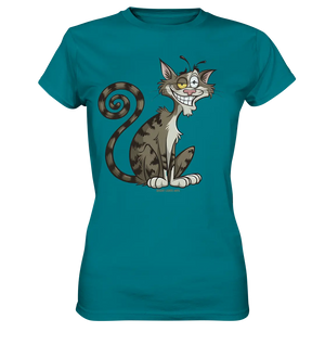 Schelmische Katze mit verschmitztem Grinsen - Ladies Premium Shirt Bright Lights Arts