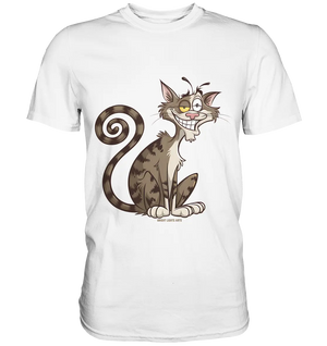 Schelmische Katze mit verschmitztem Grinsen - Premium Shirt Bright Lights Arts
