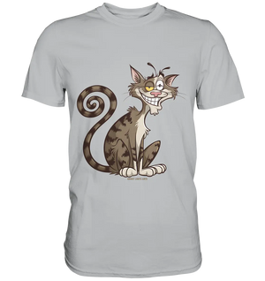 Schelmische Katze mit verschmitztem Grinsen - Premium Shirt Bright Lights Arts