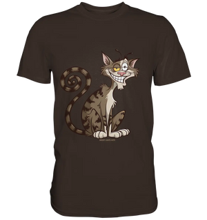Schelmische Katze mit verschmitztem Grinsen - Premium Shirt Bright Lights Arts