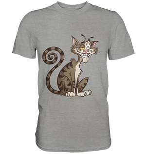Schelmische Katze mit verschmitztem Grinsen - Premium Shirt Bright Lights Arts