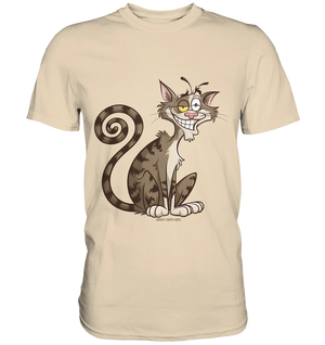 Schelmische Katze mit verschmitztem Grinsen - Premium Shirt Bright Lights Arts