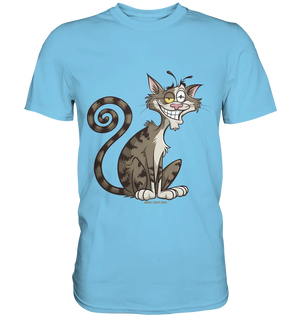 Schelmische Katze mit verschmitztem Grinsen - Premium Shirt Bright Lights Arts