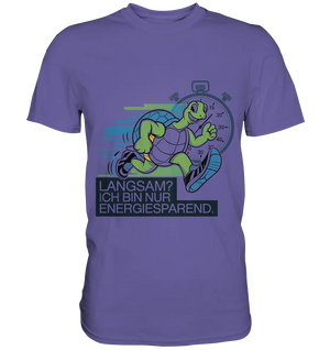 Schildkröte mit Energie – "Langsam? Ich bin nur Energiesparen" - Premium Shirt Bright Lights Arts