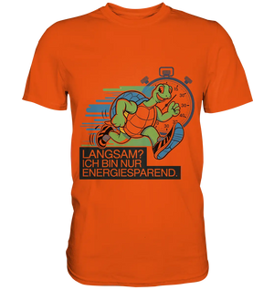 Schildkröte mit Energie – "Langsam? Ich bin nur Energiesparen" - Premium Shirt Bright Lights Arts