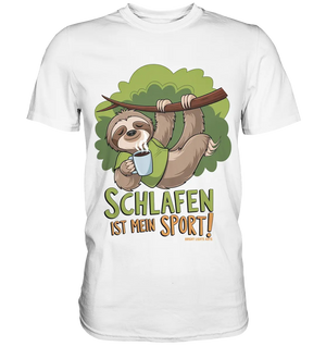 Schlafen ist mein Sport – Lustiges Faultier - Premium Shirt Bright Lights Arts
