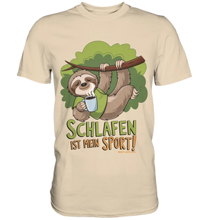 Schlafen ist mein Sport – Lustiges Faultier - Premium Shirt Bright Lights Arts