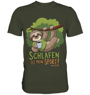 Schlafen ist mein Sport – Lustiges Faultier - Premium Shirt Bright Lights Arts