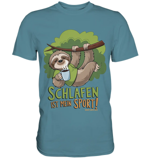 Schlafen ist mein Sport – Lustiges Faultier - Premium Shirt Bright Lights Arts